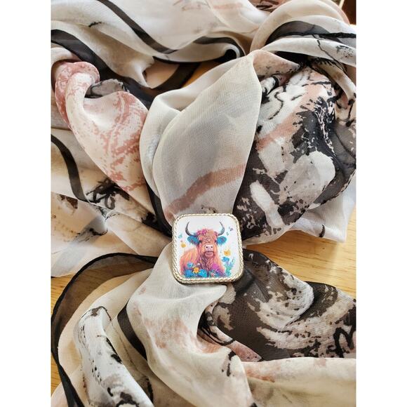 SLIDE Scarf Wild Rag Scarves Slide highland cow gift, bandana slide, western - Picture 2 of 3